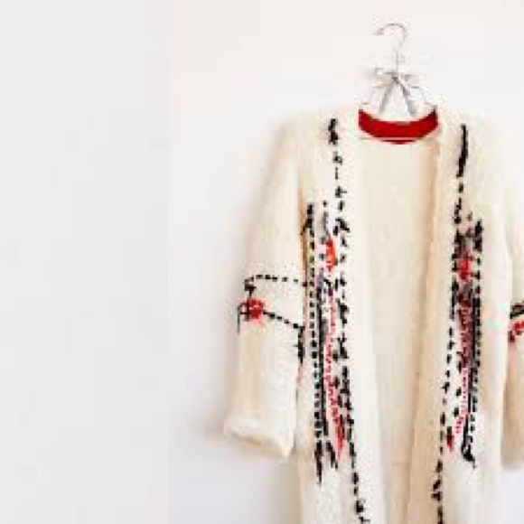 Free People Cozy Cream Open-Front Sweater/Duster. Alpaca wool blend - Picture 7 of 11
